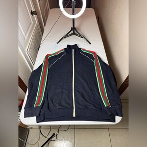 Gucci Navy Armband Signature Zip-up Uniform Sweater Sz XXL